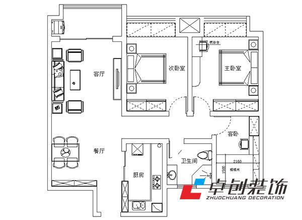 方夢華苑簡歐風(fēng)格裝修案例